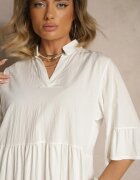 j studio Rochie Cloche Albă cu Viscoză și Volane Eviranna