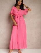 j studio Rochie de cocktail fucsia brocată cu curea Addlea