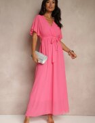 j studio Rochie de cocktail fucsia brocată cu curea Addlea
