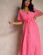 j studio Rochie de cocktail fucsia brocată cu curea Addlea
