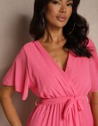 j studio Rochie de cocktail fucsia brocată cu curea Addlea
