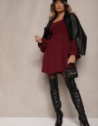j studio Rochie Grena cu top elastic croi evazat și volane Savione