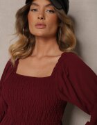 j studio Rochie Grena cu top elastic croi evazat și volane Savione
