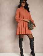 j studio Rochie Mini Cloche Portocalie cu volane Atercja