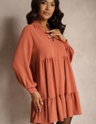 j studio Rochie Mini Cloche Portocalie cu volane Atercja