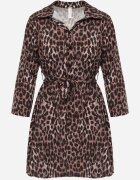 j studio Rochie Mini Maro cu imprimeu animal cu decolteu triunghiular și talie legată Vidan