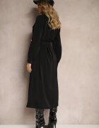 j studio Rochie neagră tip cămașă cu mâneci cu sistem de prindere și curea cu legare Ivalorae