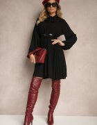 j studio Rochie Plisată Neagră cu croială elegantă cu legătură la decolteu și elastic în talie Belorinda