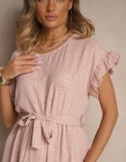 j studio Rochie Roz închis cu Curea și Volane la Mâneci Folunelle