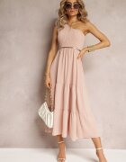 j studio Rochie Roz Maxi Pe un umăr cu o croială evazată asimetrică cu volănaș Kalphus