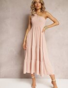 j studio Rochie Roz Maxi Pe un umăr cu o croială evazată asimetrică cu volănaș Kalphus