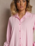 j studio Rochie Roz Tip cămașă din Viscoză cu volane Tirzedi