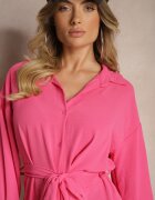 j studio Rochie roz tip cămașă mini cu volan și cordon legat Blisotta