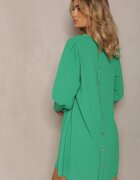j studio Rochie tip box Verde cu fustă cloș și mâneci bufante Kaimana