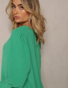 j studio Rochie tip box Verde cu fustă cloș și mâneci bufante Kaimana