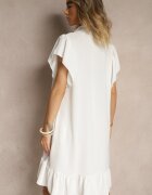j studio Rochie tip cămașă Albă Decorată cu volănașe și cu nasturi Tenelora