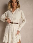j studio Rochie tip cămașă Bej deschis cu viscoză Finisată cu volan Tirzedi