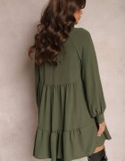 j studio Rochie Verde Cloș Mini cu Volane Atercja