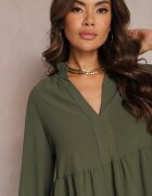 j studio Rochie Verde Cloș Mini cu Volane Atercja