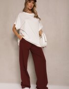 j studio Tricou Alb cu viscoză cu croială liliac Tanalitha