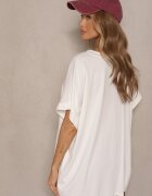 j studio Tricou Alb cu viscoză cu croială liliac Tanalitha