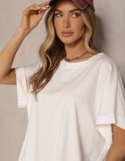 j studio Tricou Alb cu viscoză cu croială liliac Tanalitha