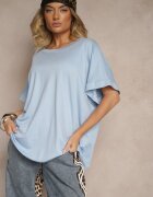 j studio Tricou Albastru cu Viscoză cu Croială Tip Liliac Tanalitha