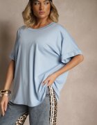 j studio Tricou Albastru cu Viscoză cu Croială Tip Liliac Tanalitha
