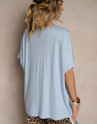 j studio Tricou Albastru cu Viscoză cu Croială Tip Liliac Tanalitha