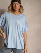 j studio Tricou Albastru cu Viscoză cu Croială Tip Liliac Tanalitha