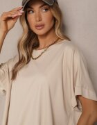 j studio Tricou Bej din Viscoză tip liliac Tanalitha