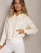 j.style Bluză Bej deschis cu glugă din bumbac decorată cu manșete elastice Evianae
