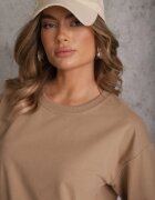 j.style Bluză Bej închisă cu Bumbac cu Borduri elastice la Mâneci și la Talie Alberia