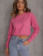 j.style Bluza Fuksjowa din Bumbac cu Patenti la Mâneci și în Talie Alberia