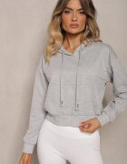 j.style Bluză gri deschis cu glugă din bumbac decorată cu borduri elastice Evianae