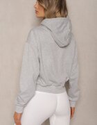 j.style Bluză gri deschis cu glugă din bumbac decorată cu borduri elastice Evianae