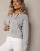 j.style Bluză gri deschis cu glugă din bumbac decorată cu borduri elastice Evianae