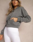 j.style Bluză Gri închis cu Glugă din Bumbac cu Riburi Evianae