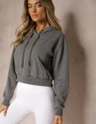 j.style Bluză Gri închis cu Glugă din Bumbac cu Riburi Evianae