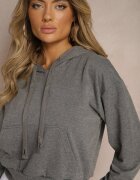 j.style Bluză Gri închis cu Glugă din Bumbac cu Riburi Evianae