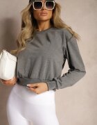 j.style Bluză Gri închis din Bumbac cu elastic la mâneci și în talie Alberia