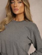 j.style Bluză Gri închis din Bumbac cu elastic la mâneci și în talie Alberia