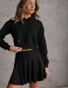 j.style Bluză Neagră cu glugă și bumbac Decorată cu borduri Evianae