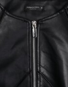 j.style Geacă Biker neagră taljată cu guler rotund decorată cu cusături Nelithaen