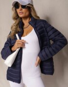 j.style Geacă bleumarin decorată cu matlasare și buzunare cu fermoar Mivuria