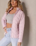 j.style Geacă de tranziție matlasată Roz pal și cu glugă detașabilă Leopia