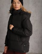 j.style Geacă Matlasată Neagră cu Glugă Detașabilă Lucane