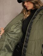 j.style Geacă Matlasată Verde închis cu Glugă și Fermoare Laterale Lundrie