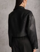 j.style Geacă Neagră Ramones Cropped cu Croială Tip Cămașă Savarinda