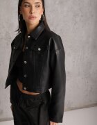 j.style Geacă Neagră Ramones Cropped cu Croială Tip Cămașă Savarinda